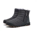 Dark grey waterproof winter snow boots with warm fur lining and side zipper closure - EU 36 / Gray