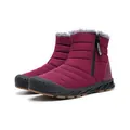 Deep wine red winter snow boots with fleece lining and side zipper closure - EU 36 / Red