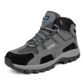 Men's high-top hiking shoes in grey and black with breathable mesh and rugged soles - EU 37 / Gray
