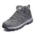 Men's high-top outdoor hiking shoes in grey with durable anti-slip rubber outsoles - EU 39 / Gray