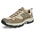Men's khaki breathable mesh hiking shoes with durable anti-slip rubber outsoles - EU 39 / Brown