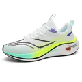 Chaussures de running blanches avec semelle dégradée fluo et motifs de vagues pixel - 38 / Blanc Vert Glacé