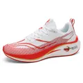 Chaussures de running blanches légères avec dégradé de maille rouge et semelles - 38 / Rouge de Chine