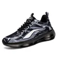 Men's black gray sports sneaker with full-length air cushion and thunder pattern - 36 / Black