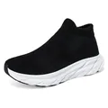 Zapatillas deportivas negras de punto con suela geométrica blanca y gruesa para - EU 36 / Negro y Blanco