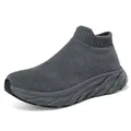 Zapatillas de punto gris oscuro con suela gruesa acolchada y diseño slip-on cálido - EU 36 / Gris