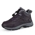 Deep purple leather winter boots with warm faux fur lining and anti-slip rubber soles - EU 36 / Purple
