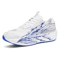 Breathable white mesh running shoes with blue dynamic stripes and cushioned thick soles - 38 / White Blue (5818)