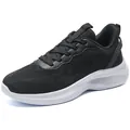 Men's lightweight black mesh running shoe with breathable fabric and white cushioned sole - 40 / 9023 Black