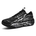 Lightweight black mesh running shoes with white dynamic patterns and cushioned soles - 38 / Black (5818)