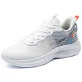 White lightweight running shoes for men with breathable grey mesh and orange pull tab - 40 / 9023 White Gray