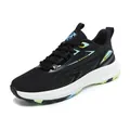 Black mesh running shoes with fluorescent green accents and white cushioned soles - EU 36 / Black Green