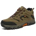 Men's brown waterproof hiking boots with warm fleece lining and non-slip rubber sole - EU 36 / Dark Brown