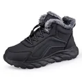 Winter thermal non-slip sports boots in black leather with plush fur lining and thick sole - EU 39 / Black