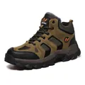 Detail view of hiking shoes with brown suede, fur lining and anti-slip rubber outsole - 39 / Brown Fleece Style