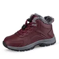 Winter burgundy high-top warm shoes for men with thick faux fur lining and bungee laces - EU 36 / Wine Red