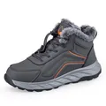 Men's high-top winter sport boots in dark grey with warm plush lining and orange trim - EU 39 / Dark Gray