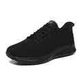Men's lightweight black breathable flyknit running shoes with non-slip athletic sole - 40 / t2026 Black