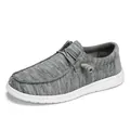 Men's grey knit slip-on loafers with breathable mesh fabric and white cushioned soles - 39 / Gray