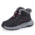Women's black winter snow boots with pink accents and warm faux fur lining - EU 36 / Black/Rose Red