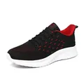 Men's lightweight fly-knit running sneakers in black with red accents and white sole - 40 / t2026 Black Red