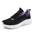 Scarpa da corsa leggera e traspirante nera e viola con suola ammortizzata in EVA bianca - 37 / Scarpe da Corsa Traspiranti a Onde (8838) / Nero viola