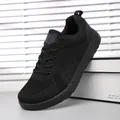 Lightweight breathable black flyknit mesh running shoes for men with thick black soles - 38 / 688 Black