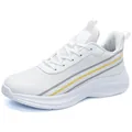 Witte ademende hardloopschoenen voor heren met gele en grijze zijstrepen - 40 / 1223 Wit