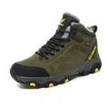 Professional men's waterproof hiking boots with fur lining in olive green variant - 36 / Fleece Lined Style / Dark Green