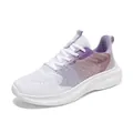 Scarpe da corsa bianche con maglia sfumata viola e suola ammortizzata leggera - 38 / Stile in Maglia Sfumata (6618) / Bianco Viola