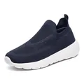 Atmungsaktive 3D-Strick-Laufschuhe in Dunkelblau mit gedämpfter weißer Sohle - EU 39 / Blau