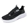 Scarpe da corsa traspiranti uomo nero e bianco con dettagli in azzurro chiaro - 38 / Stile traspirante in mesh (A5516) / Bianco e nero