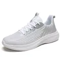 Scarpe da corsa leggere in mesh traspirante bianco e grigio con suole ammortizzanti - 38 / Stile in Tessuto Aerodinamico (LH9987) / Bianco Sporco Grigio