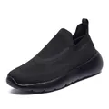 Schwarze 3D-Strick-Laufschuhe zum Schlüpfen mit atmungsaktivem Mesh und Dämpfung - EU 35 / Ganz Schwarz