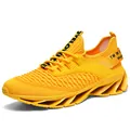 Chaussure de course jaune vif pour homme en maille avec semelle à amorti structuré - 39 / Orange