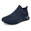 Dark blue flyknit sock sneaker with breathable knit texture and hollowed-out shock sole - 36 / Dark Blue