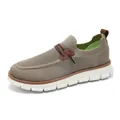 Brown breathable knit slip-on loafers for men with thick white flexible foam sole - EU 39 / Dark Khaki