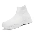 Reinweißer Flyknit Slip-On Sneaker für Herren mit Mesh und dicker gewellter Sohle - EU 38 / Weiß