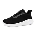 Breathable black mesh running shoes with thick white cushioned sole for men and women - EU 36 / Black