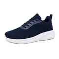 Dark blue breathable knit running shoes with white chunky sole in size 46 wide fit - EU 36 / Blue