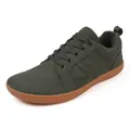 Chaussures minimalistes vert olive à bout large avec mesh et semelle en caoutchouc - Vert Militaire