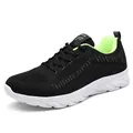 Lightweight breathable black and lime green fly-woven running shoes for men with soft sole - 38 / Black Green