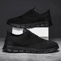 Detail von schwarzen Flyknit-Loafers mit Brogue-Lederakzenten und rutschfester Gummisohle - 39 / Stil 5802 / Schwarz