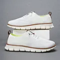 Atmungsaktive weiße Strick-Loafer für Herren mit brauner Schlaufe und klobiger Gummisohle - 39 / Brogue Flyknit-Sneaker (5801) / Weiß