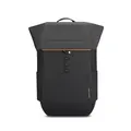Mochila ejecutiva para portátil en tela Oxford negra con detalles naranjas y diseño roll-top - Negro Clásico
