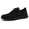 Men's black fly-knit loafers with brogue details and adjustable toggle lace system - EU 39 / Black