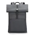 Mochila ejecutiva gris oscuro minimalista con acabado mate impermeable y diseño de cierre roll-top - Gris Grafito