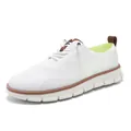 Men's breathable white fly-knit loafers with brown accent and thick synthetic sole - 40 / White (8810)