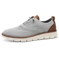 Grey knit loafers for men featuring Brogue wingtip details and thick cushioned soles - EU 39 / Light Gray