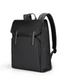 Mochila negra minimalista para portátil con acabado mate y cierre de solapa superior - Negro Clásico